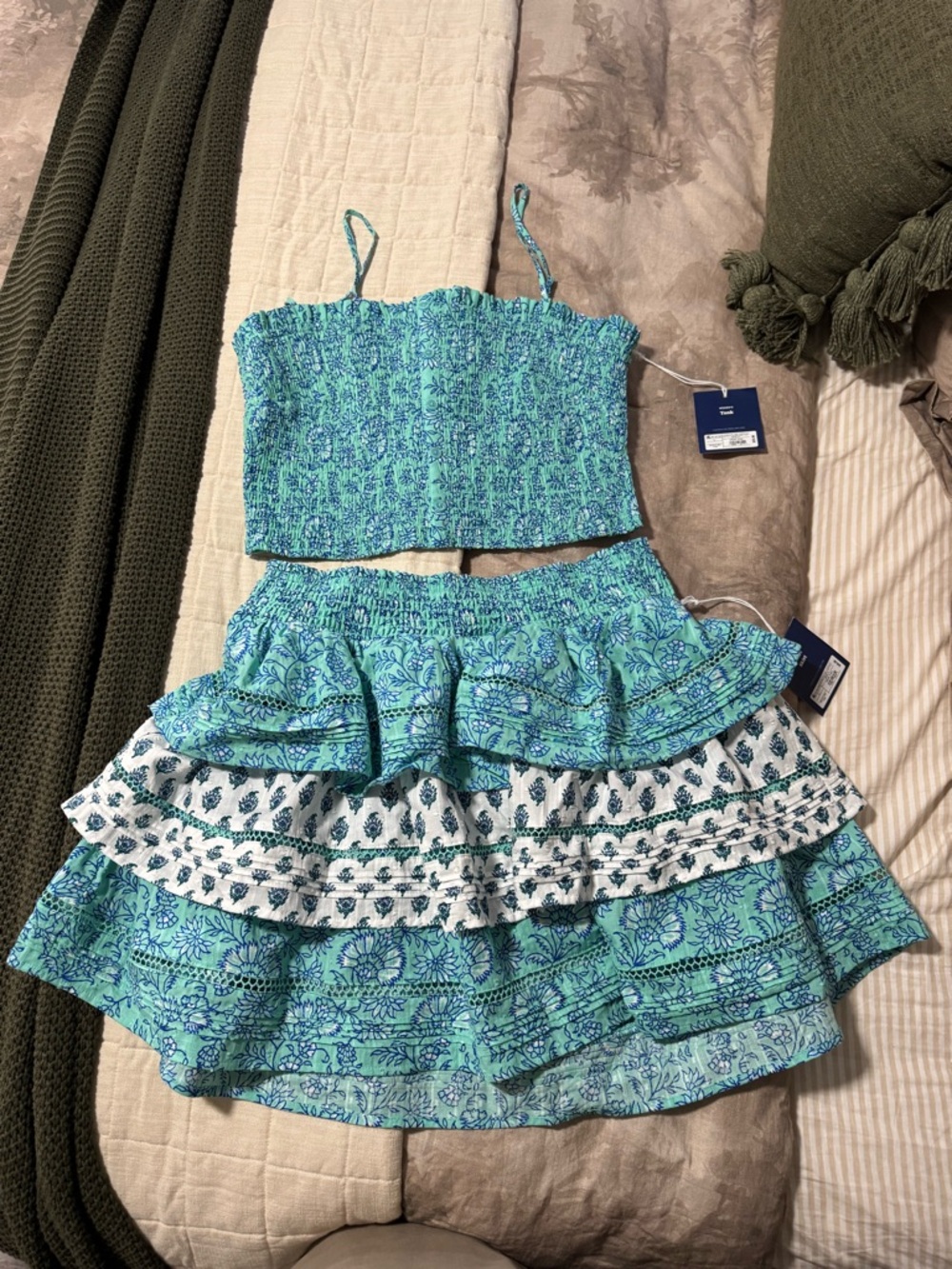 Roller Rabbit x Target Blue-Green Floral Tiered Skirt Set
